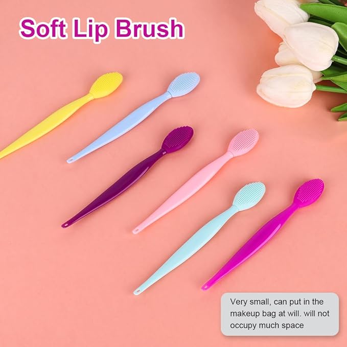 Lip Scrub Brush - 12 Pcs Lip Scrubber Dual-ended Lip Exfoliator Brush,2-in-1 Silicone Lip Brushes Lip Mask Applicator Lip Scrub Tool