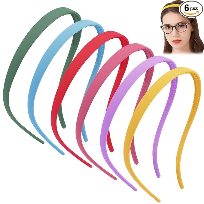 TOBATOBA Headbands for Glasses Wearers No Pressure No Headache Comfortable Hairbands Square Sunglasses Headband for Women Girls, Plastic Headbands with Teeth Non Slip 6Pcs
