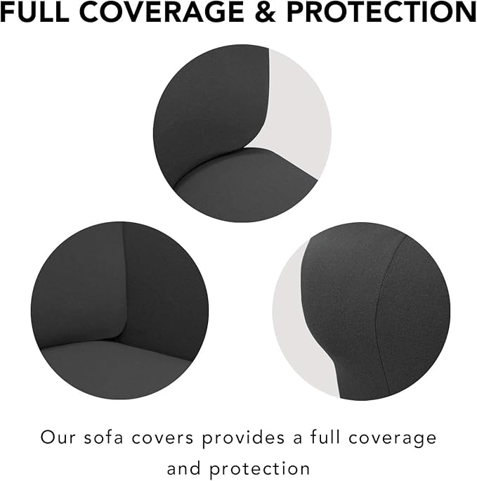 PureFit Super Stretch Sofa Slipcover – Spandex Non Slip Soft Couch Sofa Cover, Washable Furniture Protector with Non Skid Foam and Elastic Bottom for Kids, Pets （Loveseat, Dark Gray）
