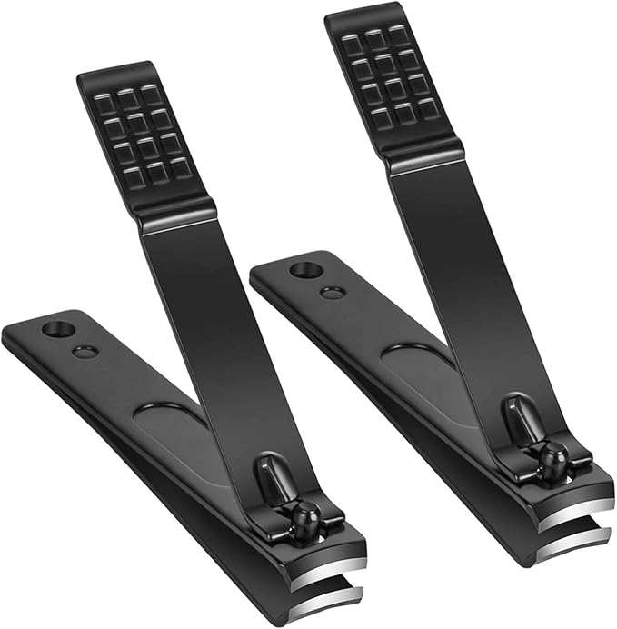 Nail Clippers Set, Sharp Stainless Steel Fingernail and Toenail Clippers, Black Nail Cutter, Large and Large 2 Piece Set.