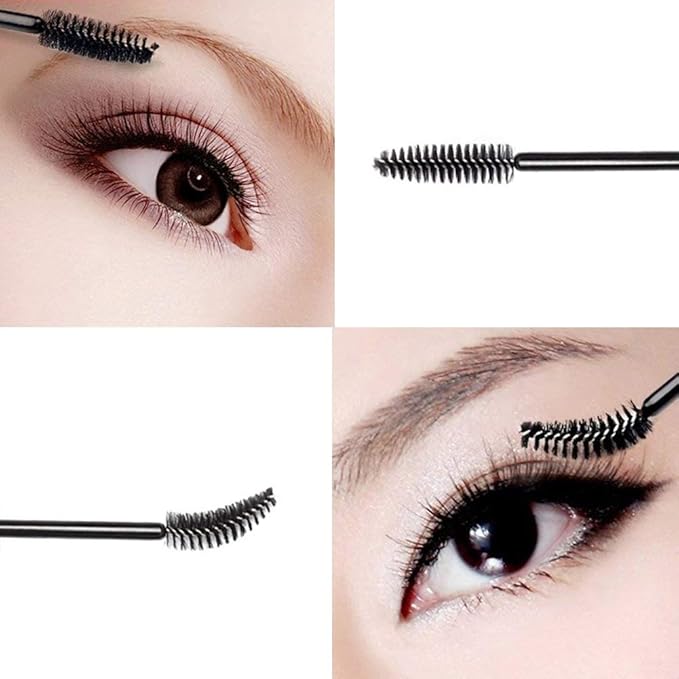 G2PLUS 50pcs Disposable Eyelash Brushes, Mascara Wands Applicator Makeup Kits, Eyelash Spoolies Brushes for Lash Extensions, Eyebrow Grooming, Makeup Kit, Salon Professional Use (Black)