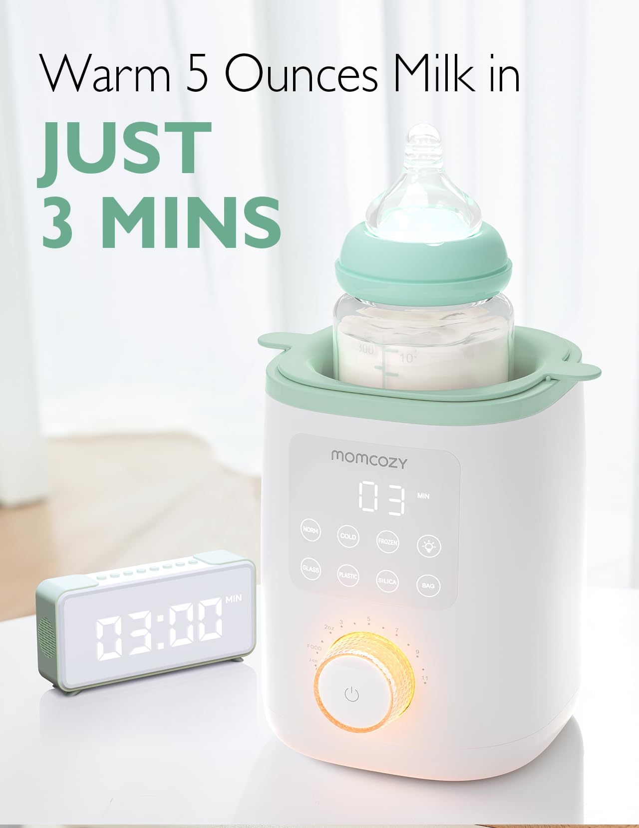 Momcozy Baby Bottle Warmer for Breast Milk Formula Food, Fullest Nutrients Preserved, Fast Heat, Night Light for Nighttime Breastfeeding, One-Touch Easy Use, Newborn Essentials Supplies Gift for Mom