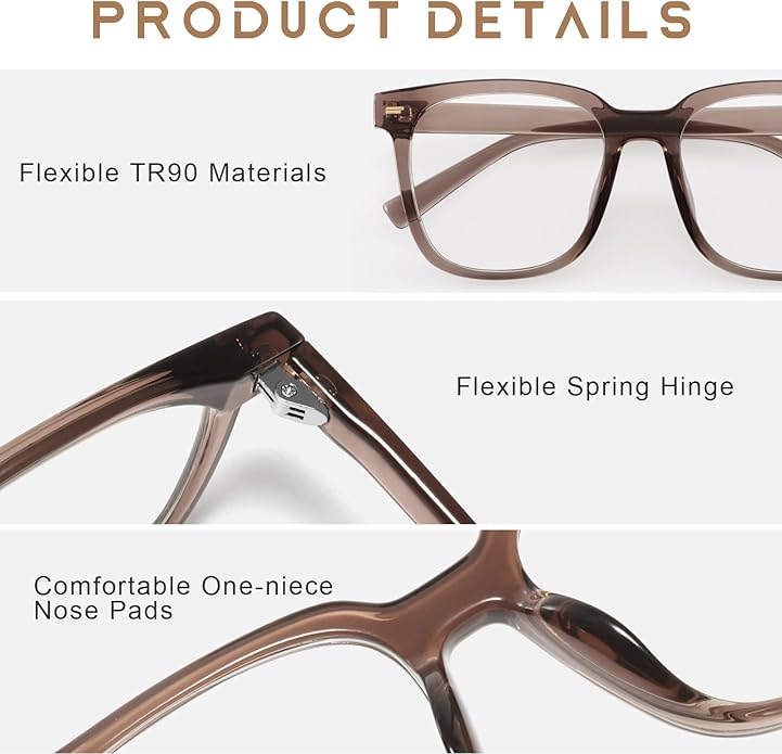 PANNER Oversized Square Blue Light Blocking Glasses for Women Men Anti Glare Reduce Eyestrain Computer Glasses