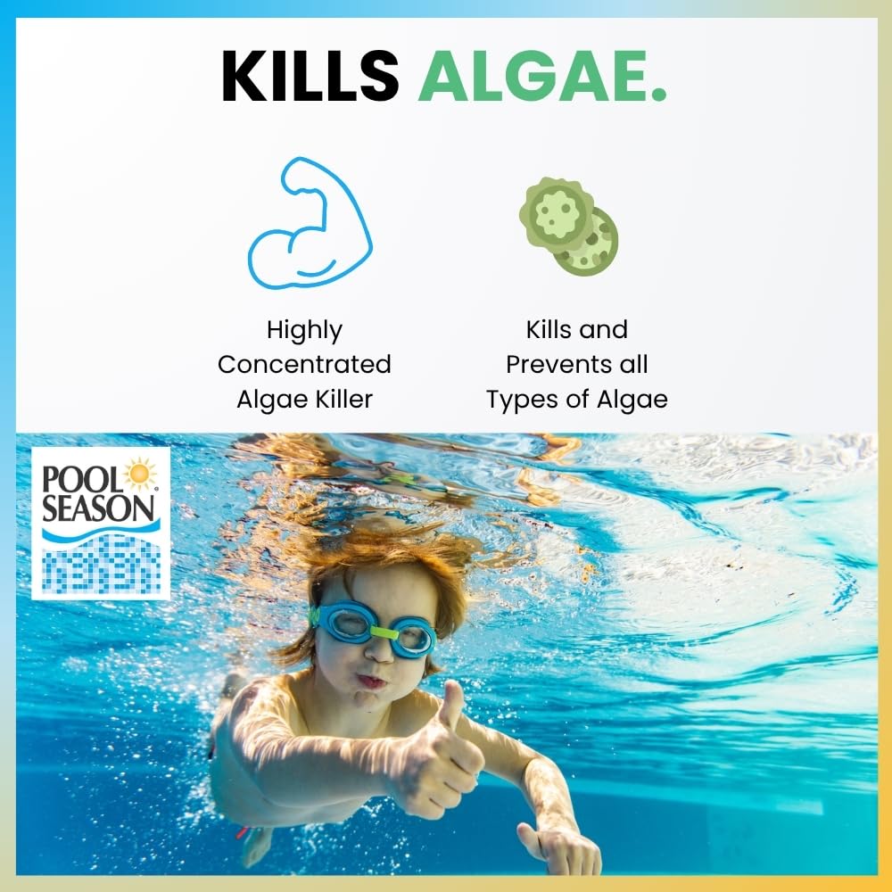 Polyquat 60 Algaecide for Swimming Pool 32 oz, High Concentrate Algaecide 60 for Inground Pool and Above Ground, Professional Grade Polyquat 60 Treatment for Clear Water Care
