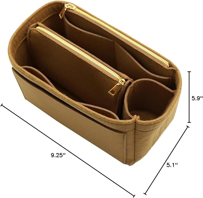LEXSION Felt Purse Bag Organizer Insert with zipper Bag Tote Shaper Fit Speedy Neverful PM MM