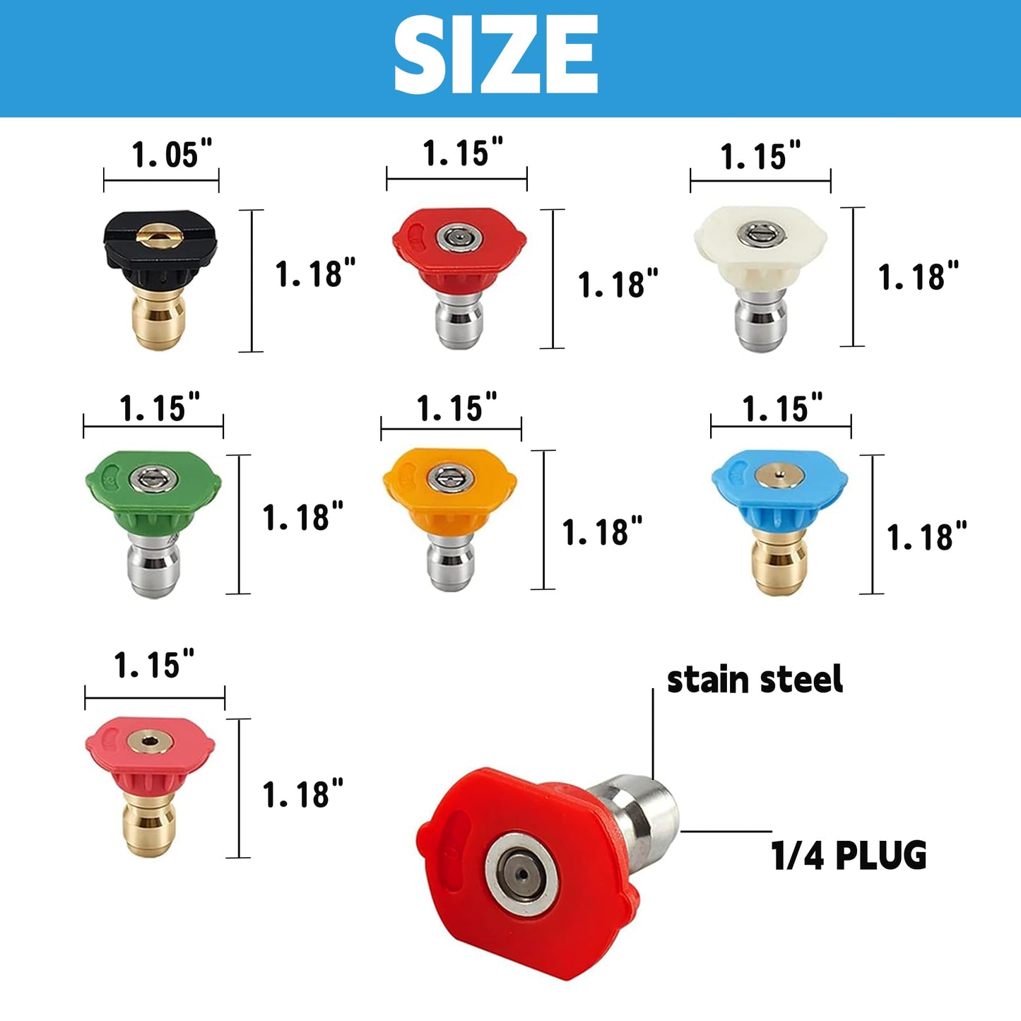 Hourleey Foam Cannon Dual-Connector Accessory, Pressure Washer Double Tip Attachment for Soap Cannon with 7 Power Washer Sprayer Nozzles, 1/4" Quick Connect, 4000 PSI