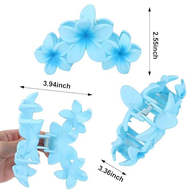 Ondder 4 Pcs Big Flower Hair Clips for Women - Large Matte Claw Clips for Thick Hair, Non-Slip Strong Hold Jaw Clips - Hair Accessories for Women and Girls