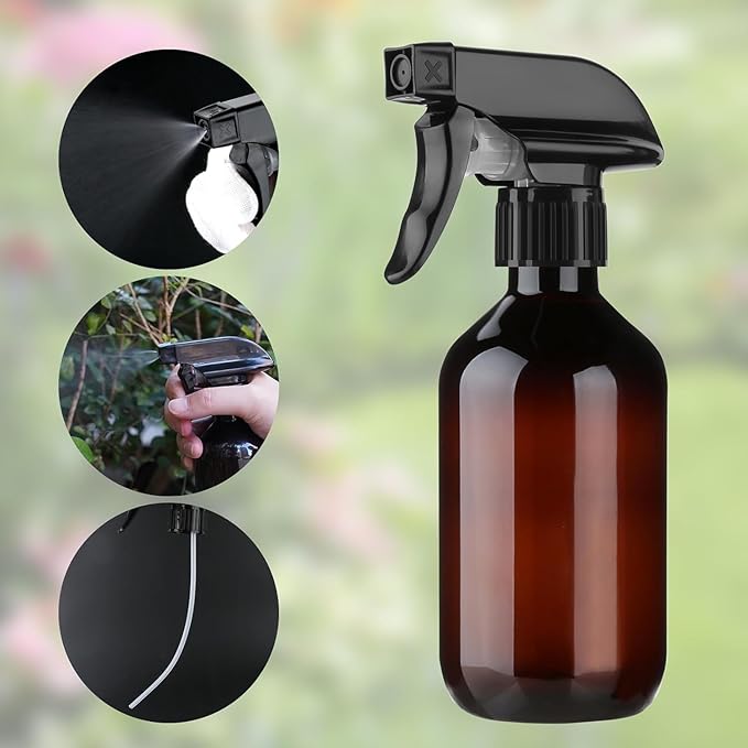Arkeiliy 2-Pack Leakproof Spray Bottles (300ml/10oz) - Adjustable Nozzle for Fine Mist & Jet Stream | Premium Refillable Plastic Bottles for Hair Styling, Plant Misting, Cleaning Solutions (C+B)