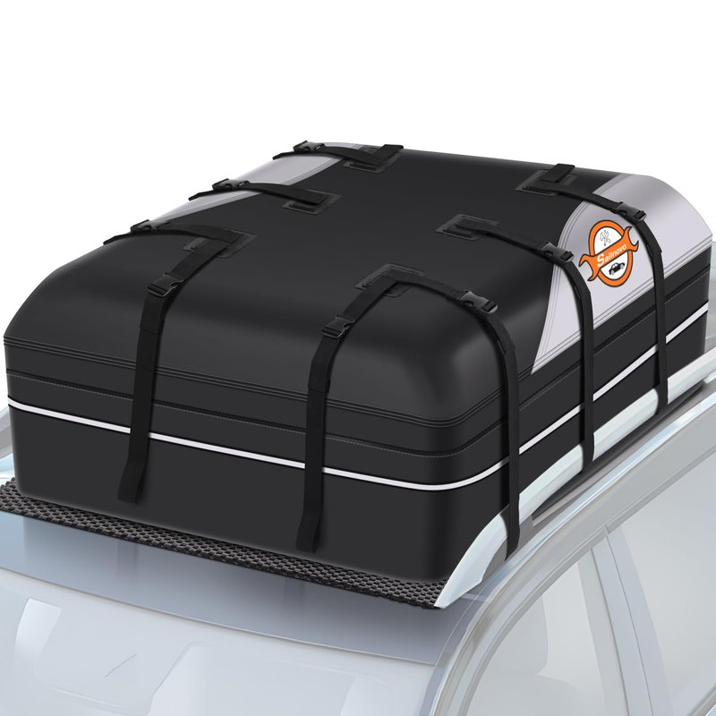 Sailnovo Rooftop Cargo Carrier, 21 Cubic Feet Soft-Shell Cargo Carrier for Top of Vehicle with/Without Roof Rack, Waterproof Car Roof Cargo Carrier with Anti-Slip Mat, Reinforced Straps, Door Hooks