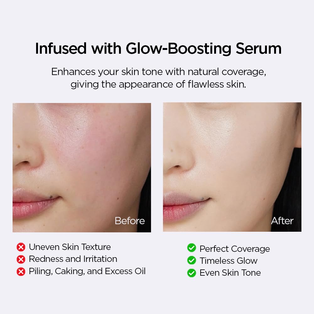 JUNG SAEM MOOL Essential Skin Nuder Cushion | Natural Finish, Buildable Coverage Cushion Foundation by Korean Makeup Artist (Mini, 0.17 Fl Oz), 21W Medium