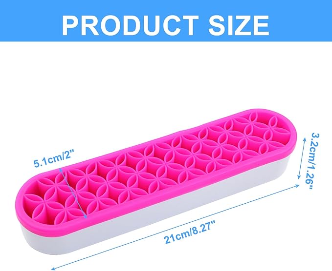 Rose Red Silica gel Makeup Brush Holder Box Multi-Purpose Silica gel Make Up Brush Storage Stand Rectangle Multipurpose Painting Pen Holder for Brushes,Art Craft and Painting Brushes