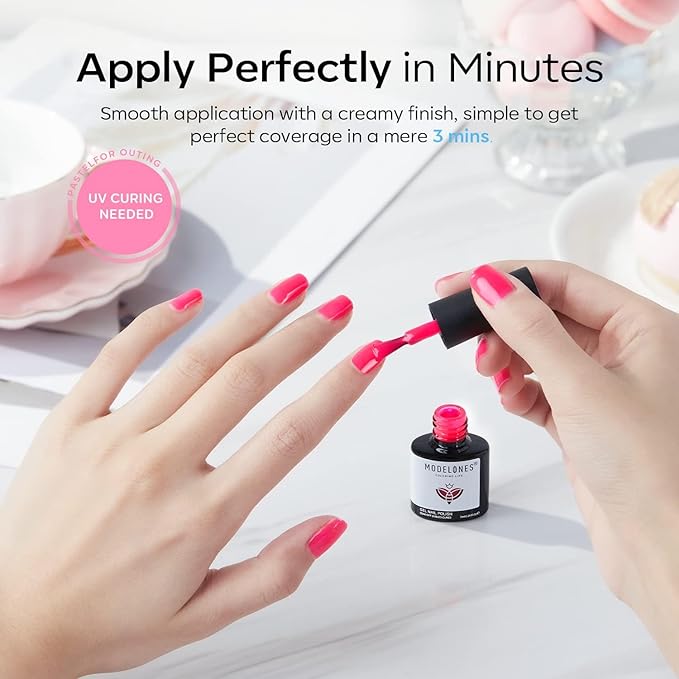 Modelones Pink Gel Nail Polish Set- 6 Colors 2026 Mothersday Summer Spring Pastel Hot Pink Tones Neon Pink White Gel Polish Magenta Light Soft to Dark LED Nail Art for Nail Lovers Gift DIY Starter Kit