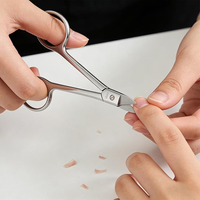 LIVINGO Professional Sharp Small Toenail Scissors - 4.13 Inch Compact Size Stainless Steel Nail Manicure Pedicure Scissors Long Handles for Men & Women Thick and Hard Fingernails