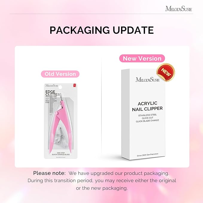 MelodySusie Acrylic Nail Clippers with 15pcs Magnet Sizers, Professional Nail Clippers Cutters for Long Acrylic Gel Nails Tips, Adjustable Stainless Nail Trimmer, Manicure Tool for Salon Home, Pink