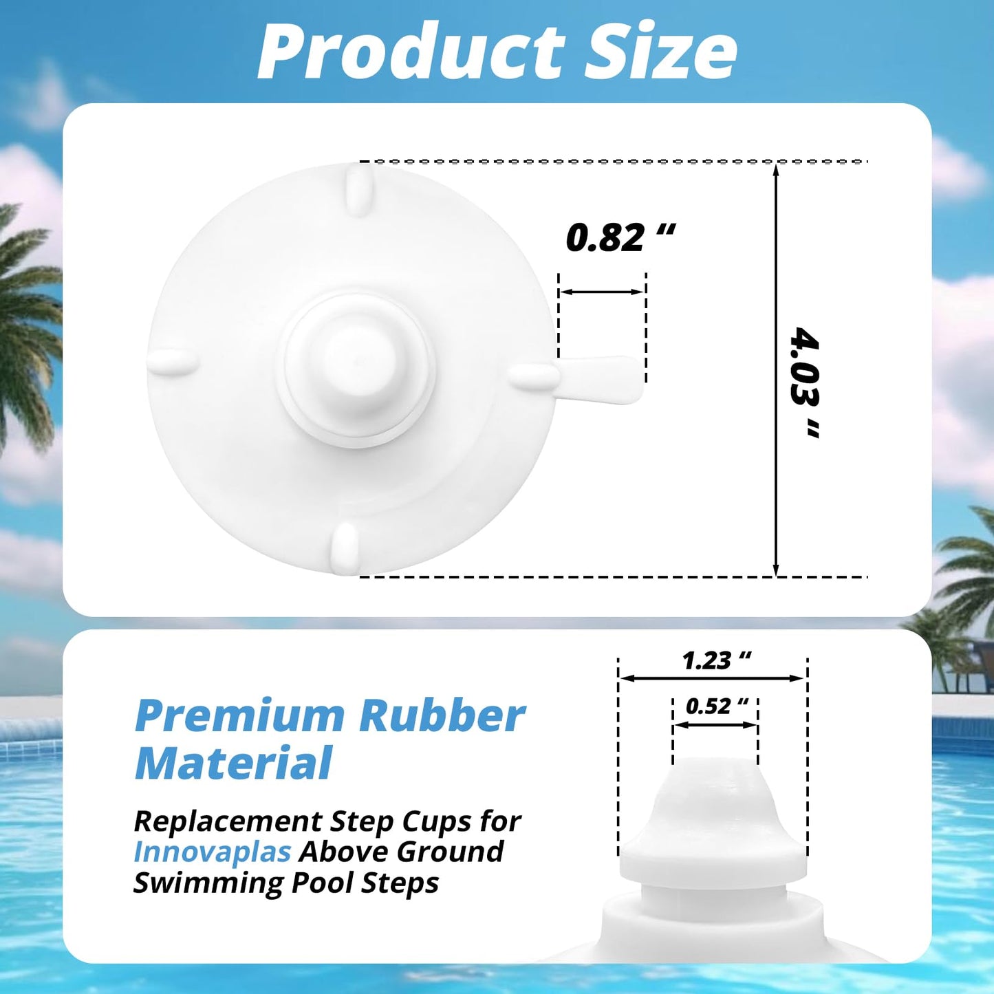 Pool Step Suction Cups, Step Cups Replacement for Innovaplas Above Ground Swimming Pool Steps (4 Pack)