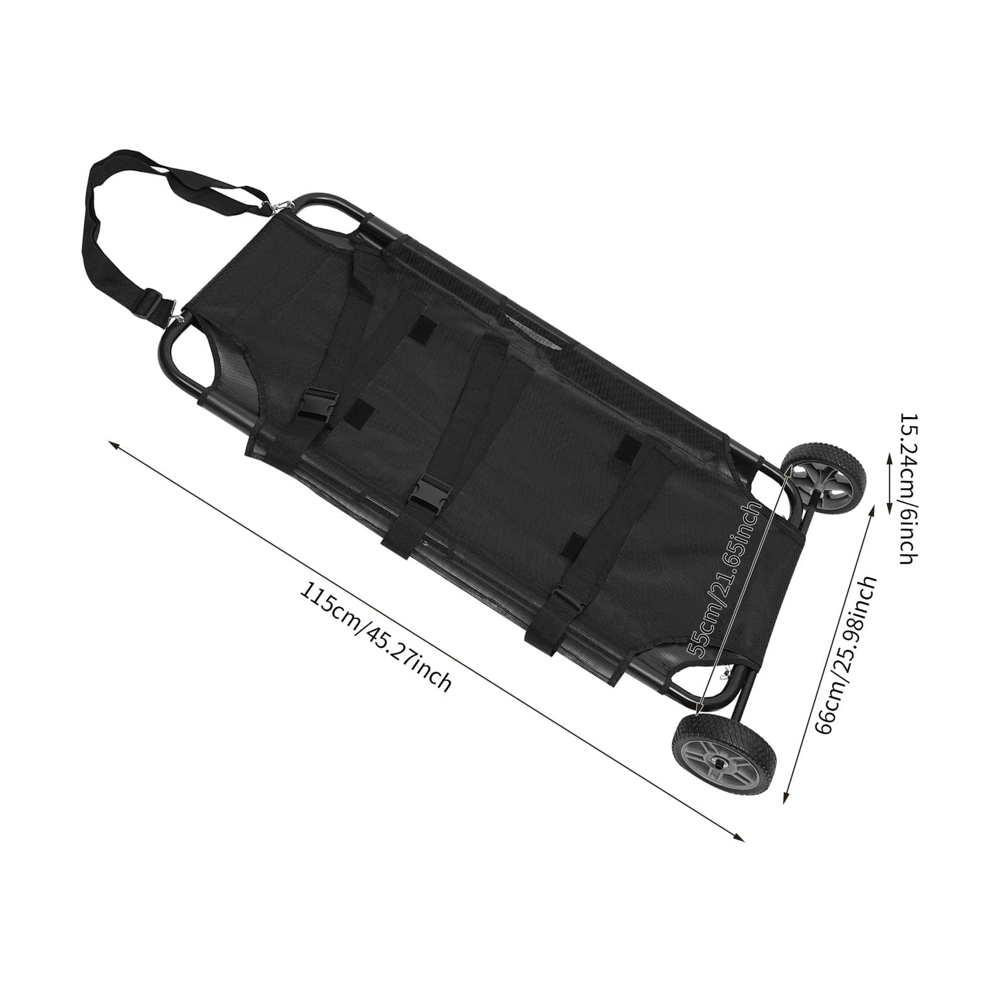 WDZCZDoo Black Animal Stretcher Pet Trolley, 45x27 Inch, Max 220lbs Capacity, Ideal for Large Dog Breeds, Veterinary Transport, Pet Emergency Care