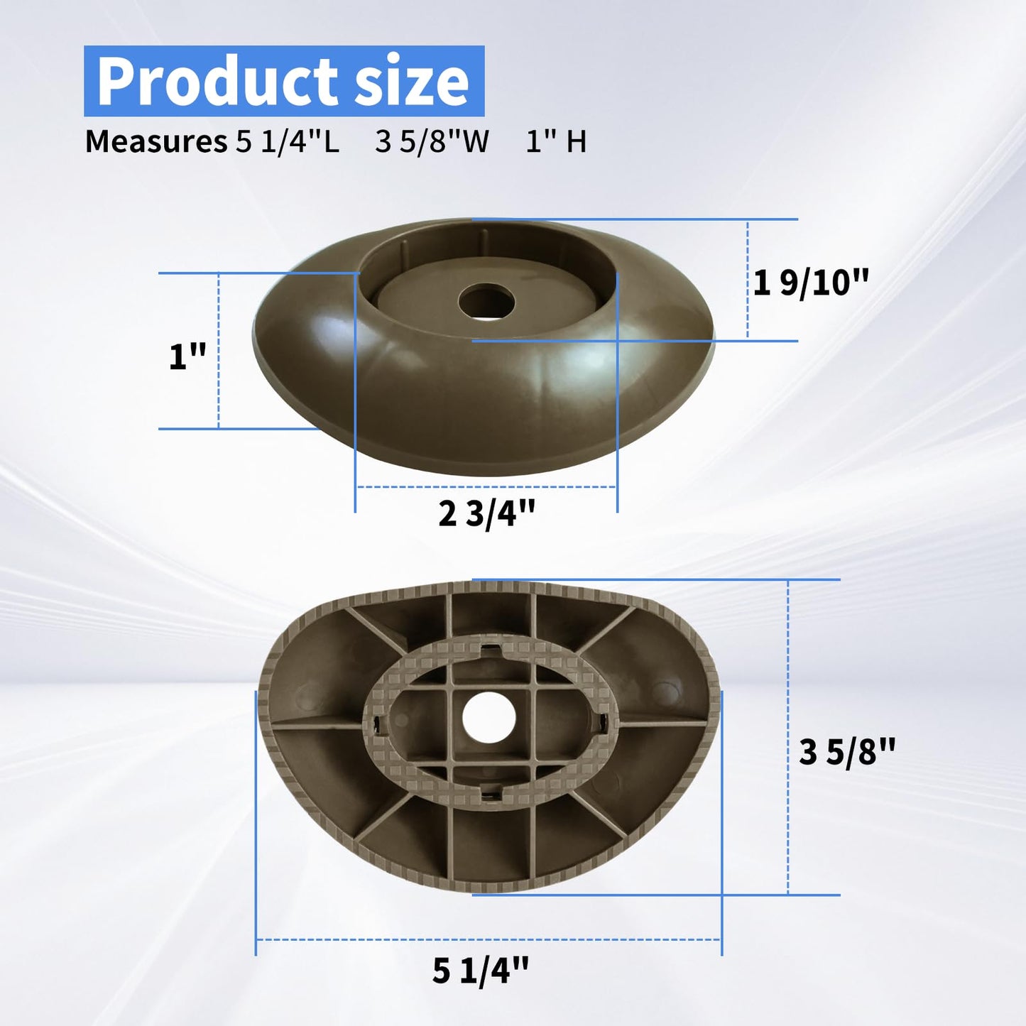 4-Pack Leg End Caps Footings 5 1/4" x 3 5/8"x1" for Frame Vertical Legs 2.5" x 1.75", Leg Caps Compatible with Coleman 18ft x 48in, 24ft x 52in, 22ft x 52in Round Above Ground Pool Foot Supports