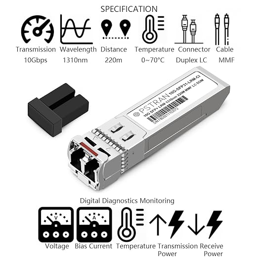 OPSTRAN 10GBASE-LRM SFP+ Optical Transceiver Module Compatible with Intel E10GSFPLRM 1310nm 220m DDM Duplex LC MMF