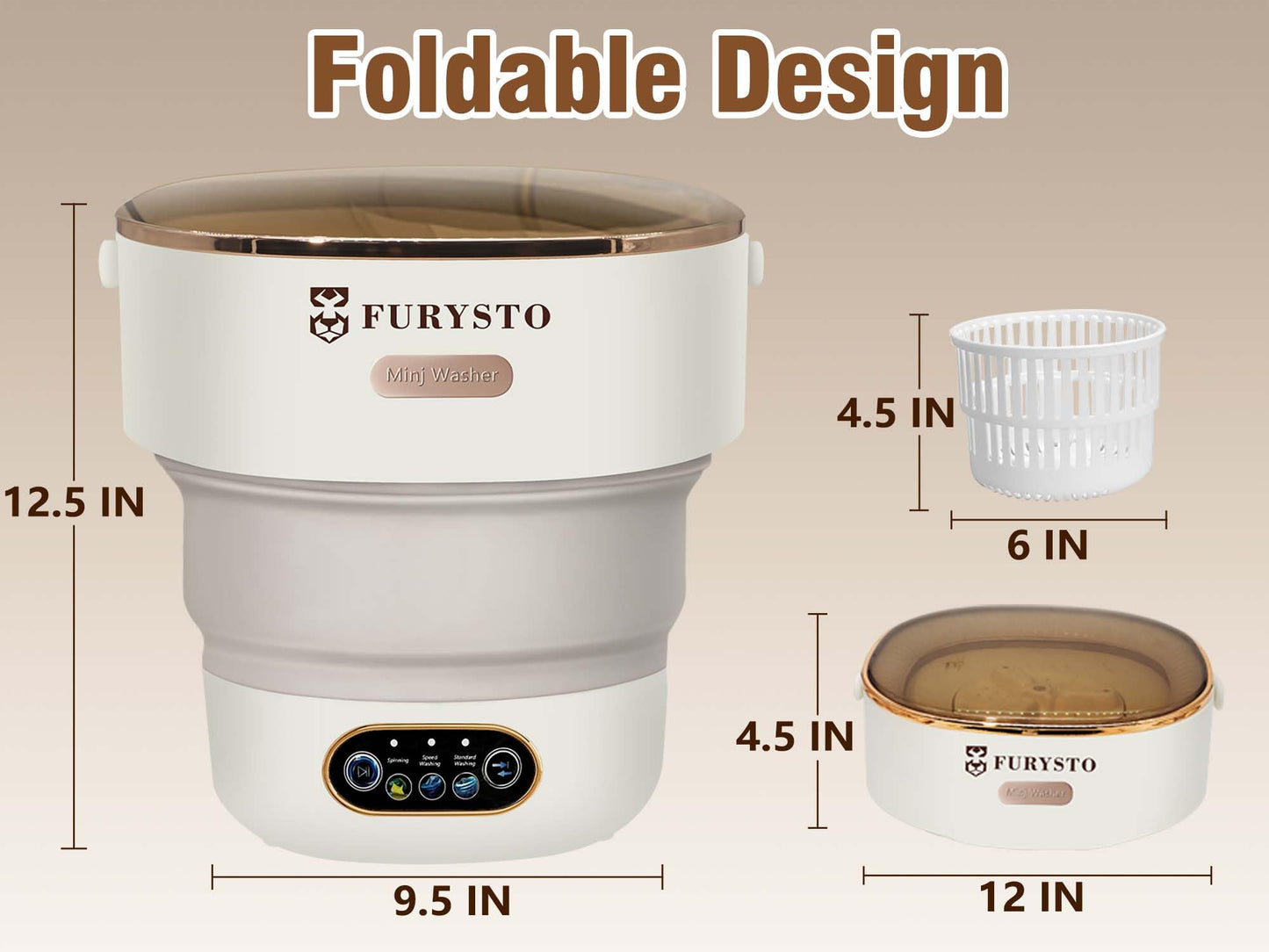 Foldable Portable Washing Machine Upgraded with Spin Basket,16L Mini Laundry Machine,Automatic 3 Cleaning Modes for Underwear/Baby Clothes/Socks,Ideal for Travel,Dorms, Apartments,Hotels,RVs & Camping