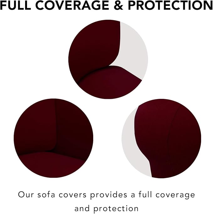 PureFit Super Stretch Sofa Slipcover – Spandex Non Slip Soft Couch Sofa Cover, Washable Furniture Protector with Non Skid Foam and Elastic Bottom for Kids, Pets （Loveseat, Wine）