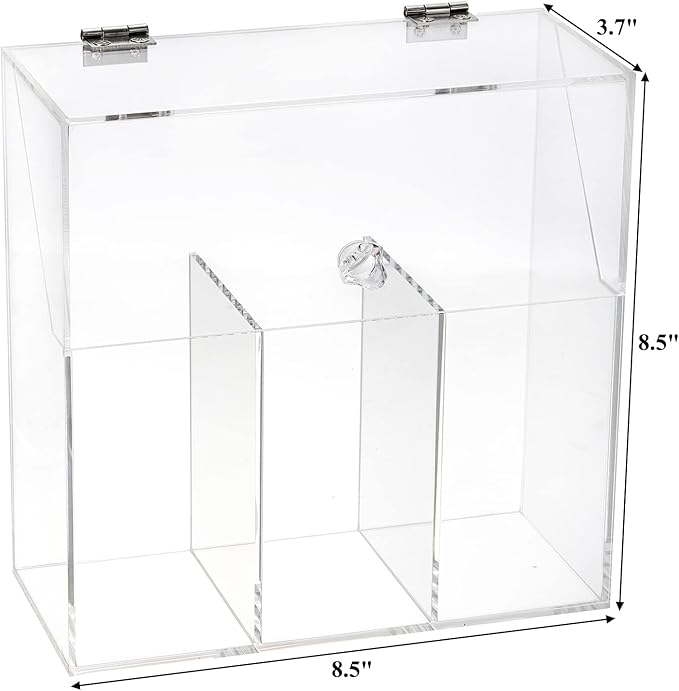 Okllen Makeup Brush Holder with Dustproof Lid, White Pearls, Acrylic Clear Makeup Brush Organizer with 3 Compartment, Large Cosmetic Brush Storage Box Case for Vanity, Bathroom, Bedroom