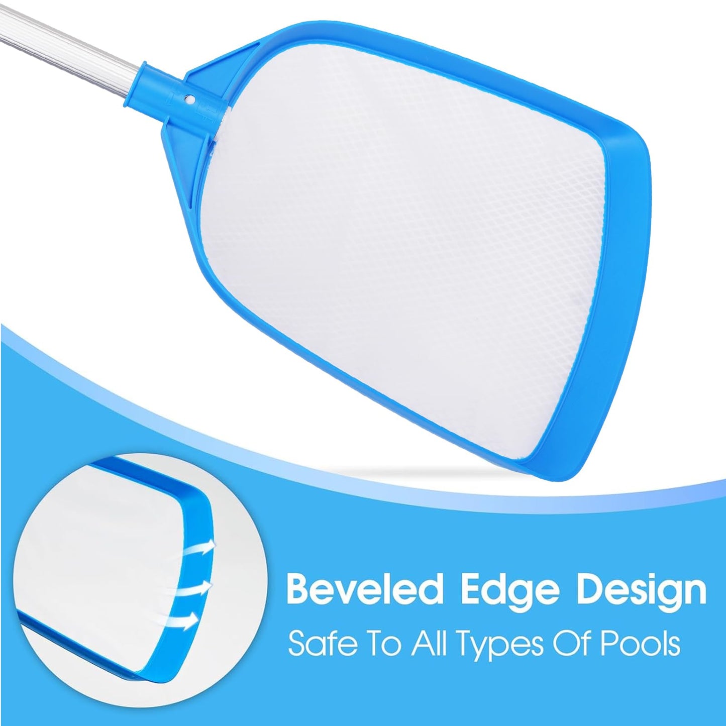 TidyMister Pool Leaf Skimmer Net Ultra Fine Mesh with Aluminum Poles 5 Sections 6 Feet Swimming Pool Cleaning Net Leaf Catcher for Above Ground Pools Inground Pools
