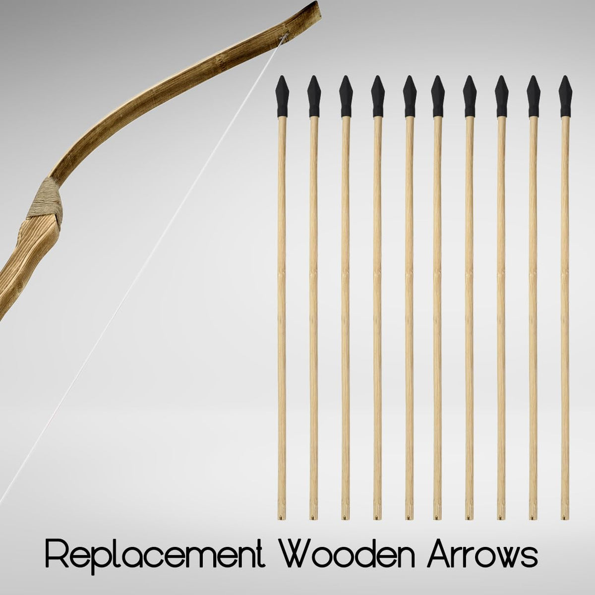 Basbon 20 Pcs Wooden Arrows Soft Rubber Tips, 17 Inch Handmade Wooden Toy Arrow for Kids and Beginners, Archery Bows Outdoor Play Cosplay Costume Decoration
