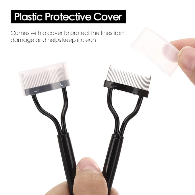 2 Pcs Eyelash Separator Tool Mascara Brushes Eyelash Comb Separator Definer Lash Comb for Combing, Separating Lashes - Black