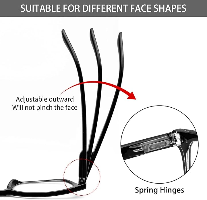 VIDEBLA 5 Pack Blue Light Blocking Reading Glasses,Spring Hinge Readers for Women Men,Anti UV Ray Filter Nerd Eyeglasses