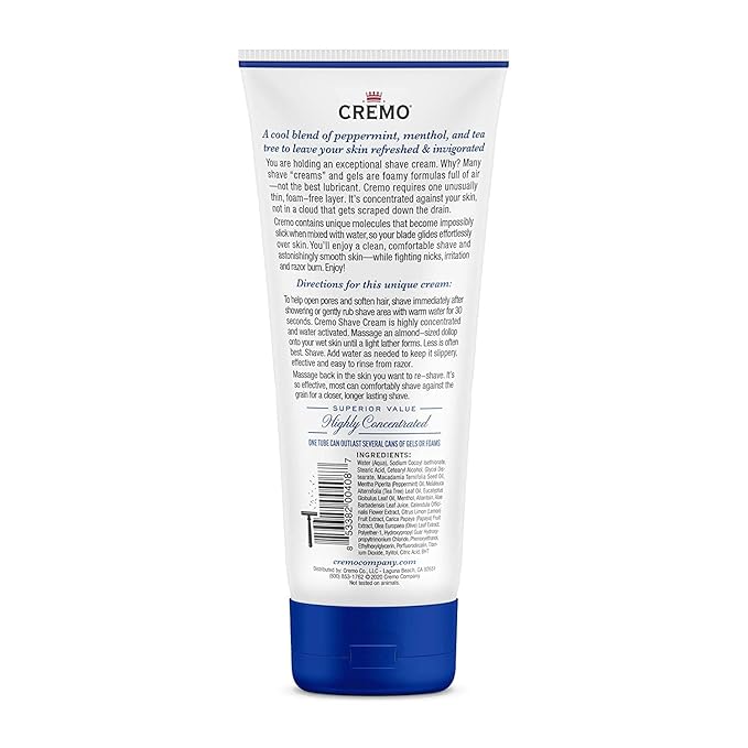 Cremo Cooling Shave Cream, 6 fl oz (Pack of 2)