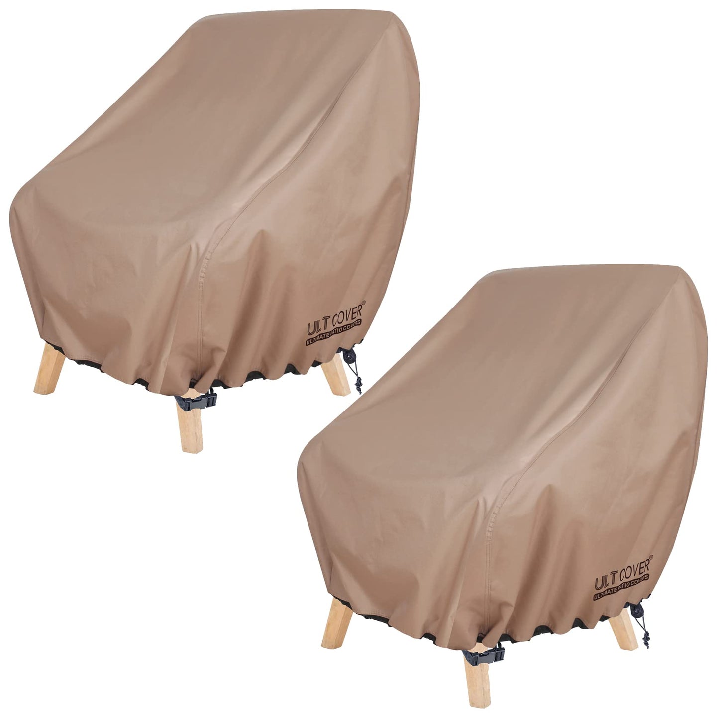 ULTCOVER Waterproof Patio Chair Cover â Outdoor Lounge Deep Seat Single Lawn Chair Cover 2 Pack Fits Up to 35W x 38D x 34H inches Brown