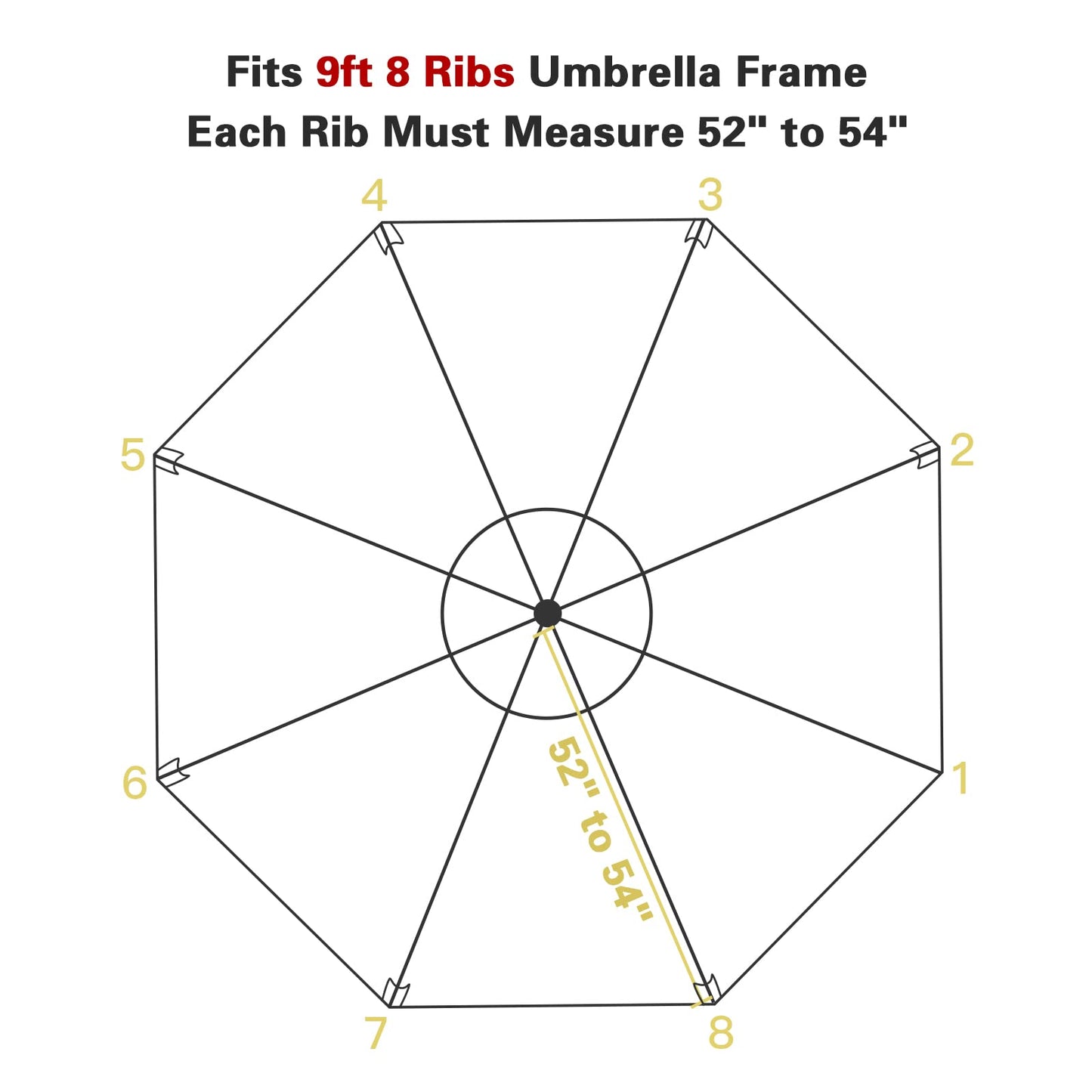 Sunnyglade 9ft Patio Umbrella Replacement Canopy Market Umbrella Top Canopy with 8 Ribs (Light Brown)