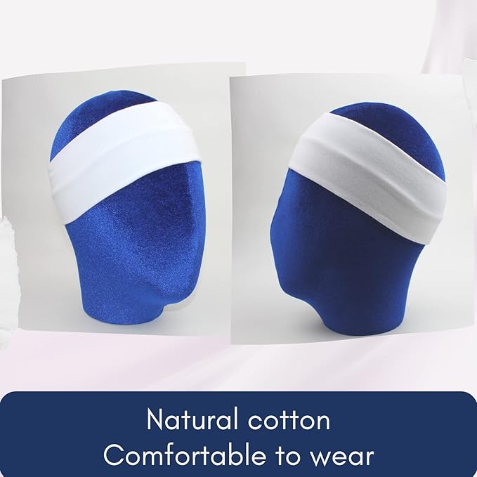 6 Pcs White Headbands for Women Hair Cotton Headband for Tie Dye Party Supplies, Non-slip Stretchy Elastic Head Wrap Holder Hair Accessories