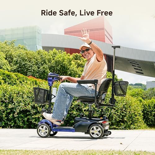 iScooter X02 Pro Mobility Scooter, 20Miles Foldable Mobility Scooter for Seniors & Adult, Powered Electric Wheelchair Device with Removable Battery, 300lb Capacity,Dual Baskets,Crutch Holder,USB Port
