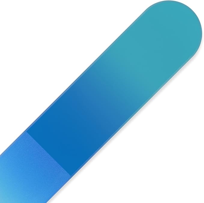 Mont Bleu Rainbow Crystal Nail File in Black Pouch - Large/Professional Size - Czech Tempered Glass - Handmade in Bohemia (Czech Republic)