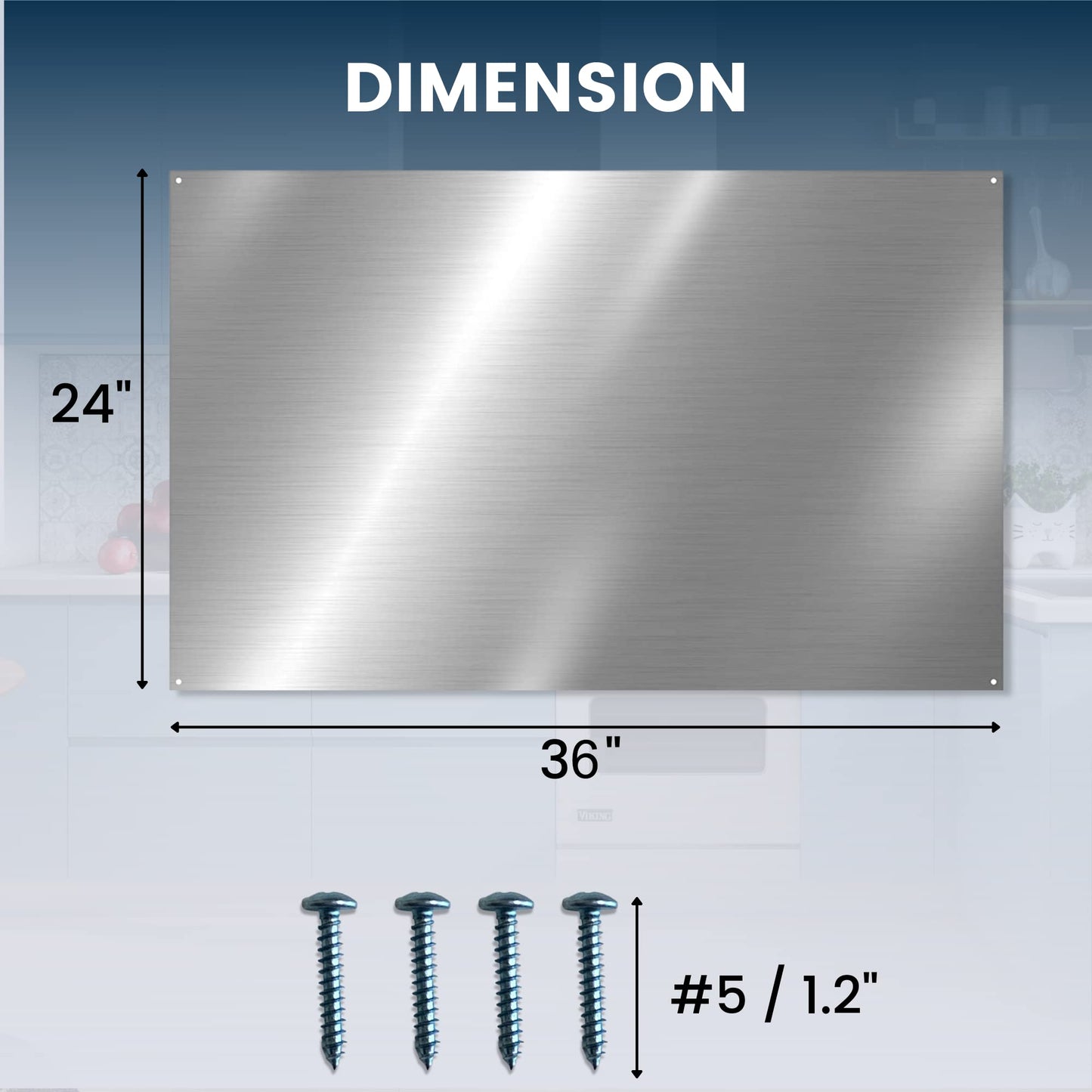 24" x 36" Reversible Metal Backsplash Matching screws | Compatible with Broan-NuTone SP3004 - Ultra Flat and Flushed Metal Panel Splatter Guard for Stovetop Easy Installation