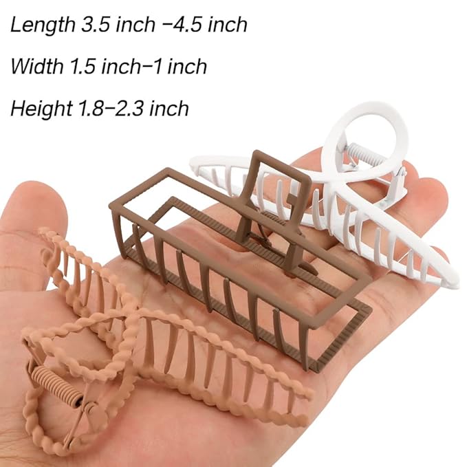 Large Metal Hair Clips for Thick and Long Hair - Butterfly Claw Clips and Big Jaw Clamps for Hair Styling, Accessories for Women (5 Colors)
