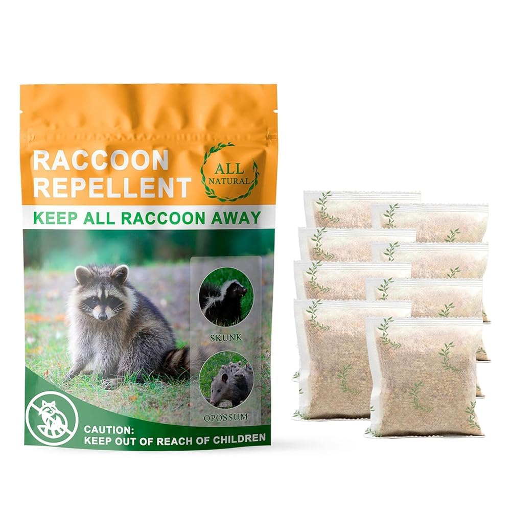 Natural Raccoon Repellent Granules â 8-Pack (25g per Bag) | Eco-Friendly, Non-Toxic & Long-Lasting Protection with Garlic, Peppermint & Wintergreen Oils | Safe for Pets and Children