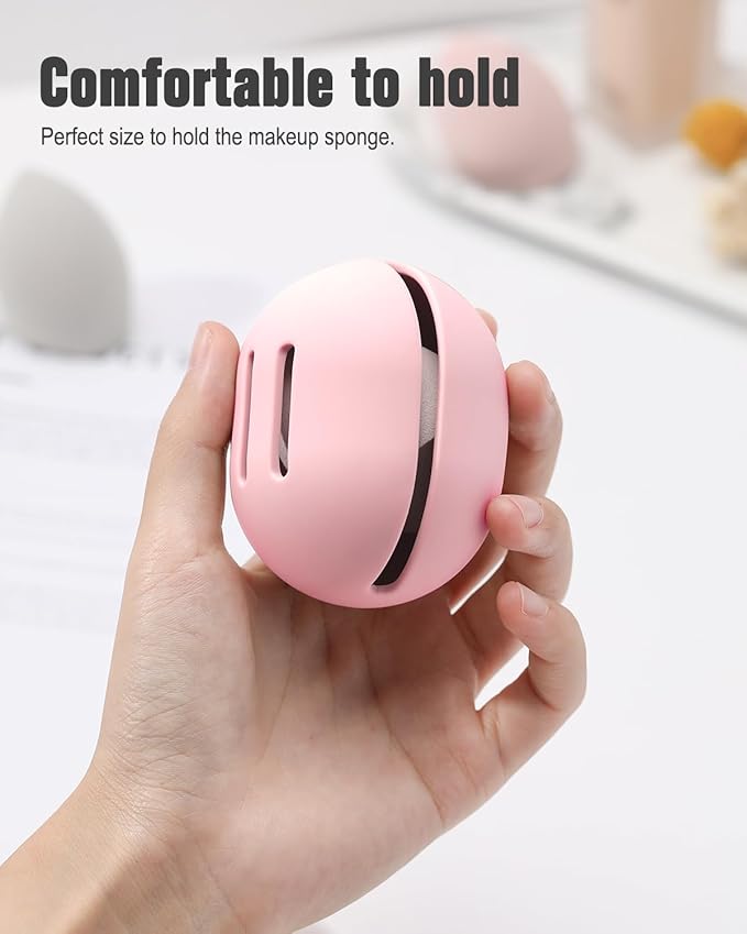 FERYES 2 PCS Makeup Sponge Holder Ã¢ÂÂ Shatterproof Eco-Friendly Silicone Beauty Make Up Blender Case for Travel