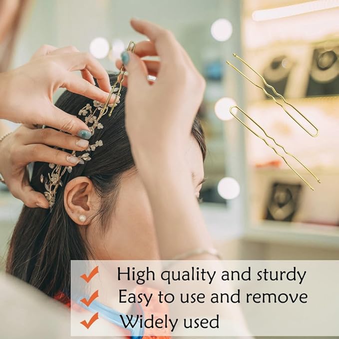 330 Count U Shaped Hair Pins Blonde, YINGFENG 2.4inch Gold Bun Pins Bun Hair Pins for Women Girls with Storage Box, Hair Accessories for All Hair Types