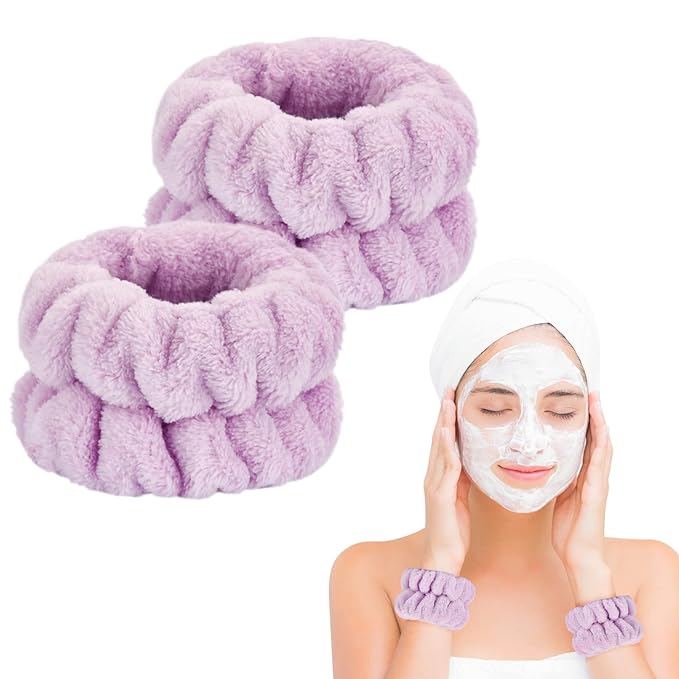 2 Pcs Wrist Bands for Washing Face-Dorbetar, Microfiber Wrist Towels for Washing Face, Spa Wristbands for Washing Face, Face Wash Wristbands, Arm Bands for Washing Face for Woman and Children