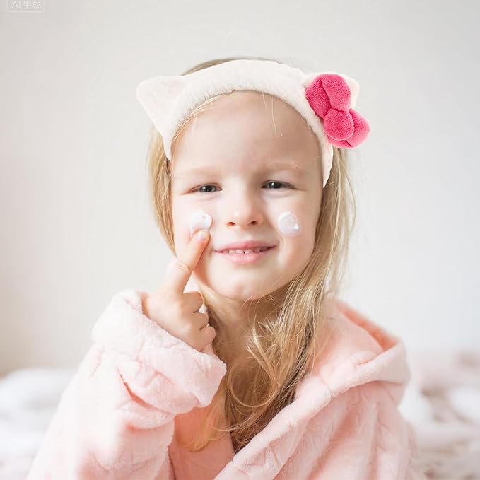 Canitor Kitty Spa Headband with Wrist Bands for Girl Cute Birthday Gifts Skincare Makeup Face Wash Headband Skin Care for 3 4 5 6 7 8 9 Year Old Gifts Accessories