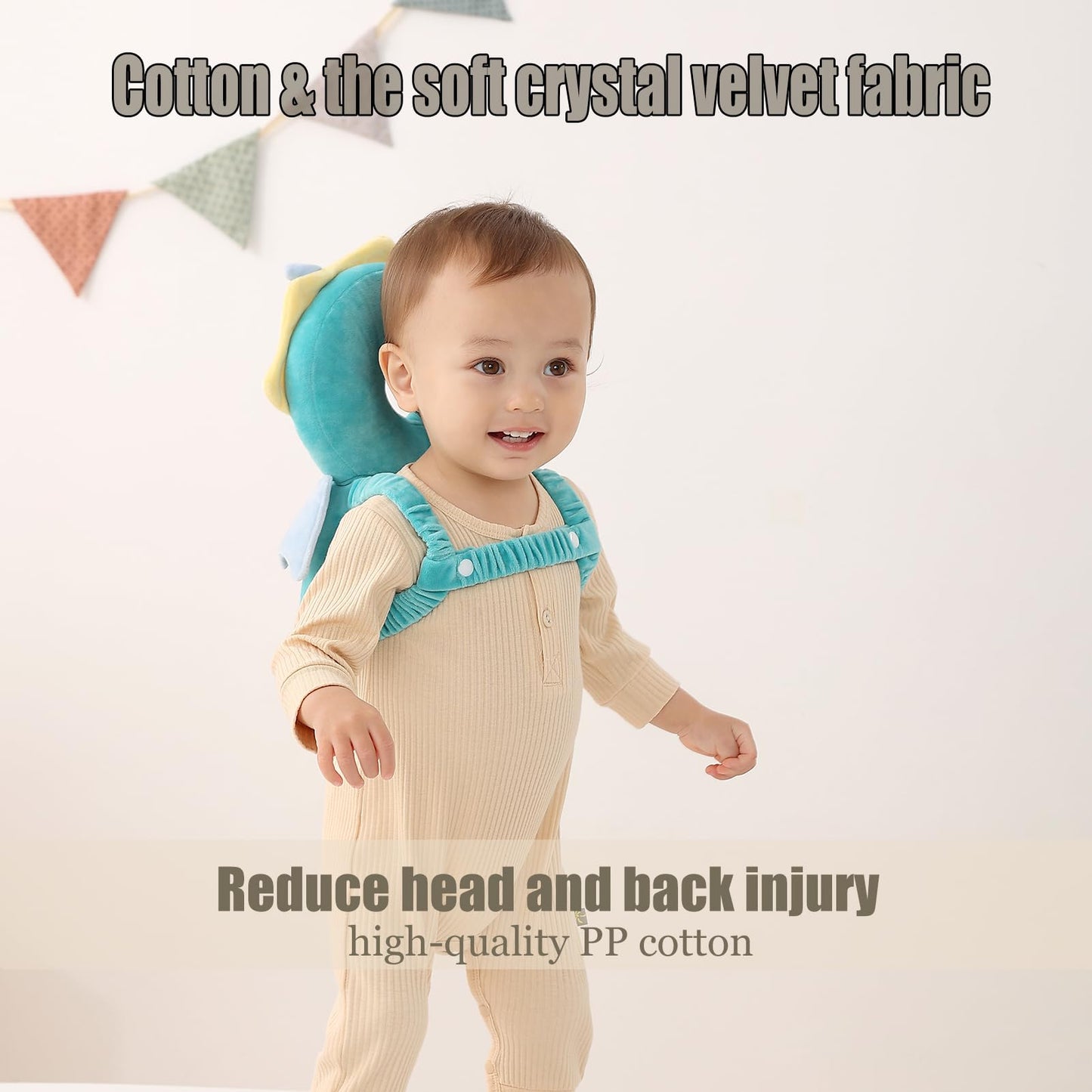 Feidoog Baby Head Protector Cushion Backpack with 3 Knee Pads for Walking & Crawling,Dragon