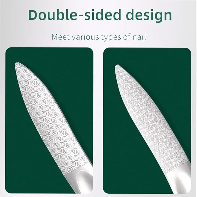 3 Pack Stainless Steel Nail Files Fingernail Files Set with Czech Glass Nail Files Crystal Glass Fingernail File Double Sided Metal Nail File for Fingernails Filing Shaping Toenails Smoothing