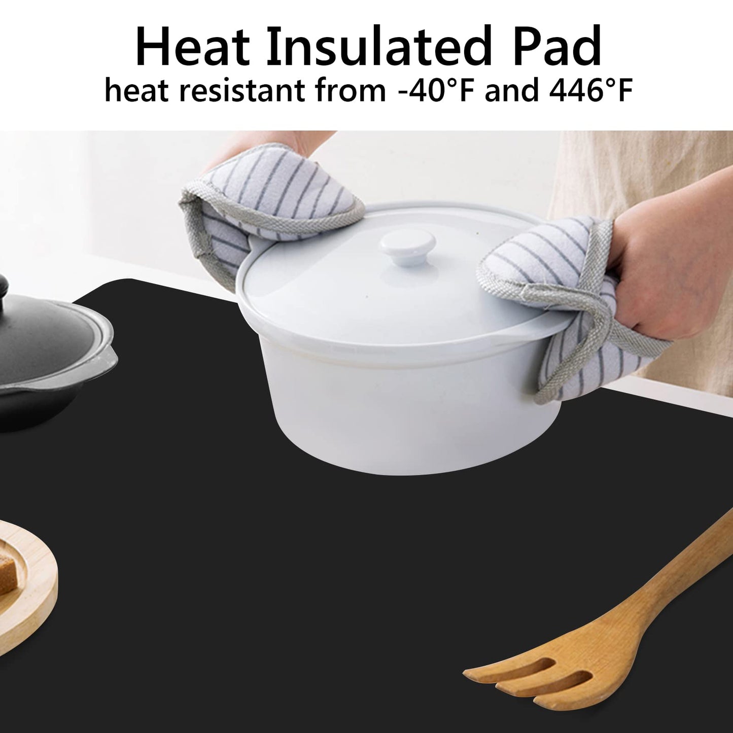 Gartful Silicone Mat for Kitchen Counter, 35" by 24" Extra Large Countertop Protector, 0.06" Thick Multipurpose Mat, Heat-Resistant Placemats, Desk Saver Pad, Table Dish Mat, Nonstick, Nonskid, Black