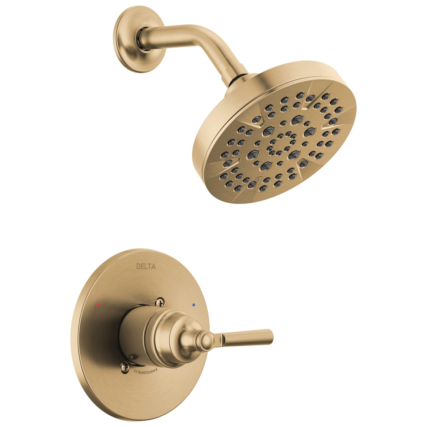 Delta Saylor 14 Series 5-Setting Shower Faucet Set, Brushed Gold Shower Head and Handle Set, Valve Trim Kit, Champagne Bronze T14235-CZ (Valve Not Included)