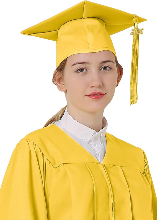 GraduatePro Matte Graduation Cap with 2026 Tassel for Adults High School and Bachelor Master 12 Colors