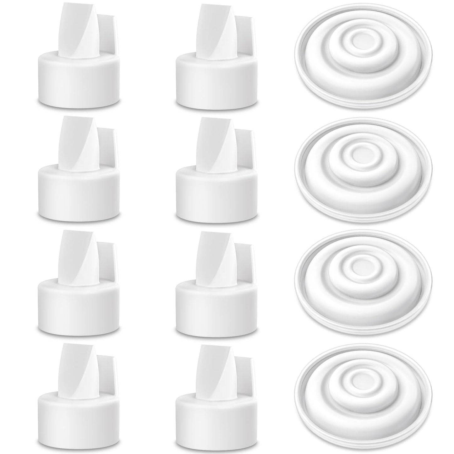Papablic Duckbill Valves for Spectra S1 S2 9 Plus, Replaceable Valves for Spectra Duckbill Valves Compatible with Pump Parts, BPA/DEHP Free (White | 8* Valves + 4* Membranes)