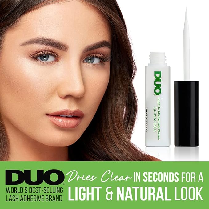 DUO Brush-On Clear Lash Glue –Waterproof Strip Lash Adhesive with Vitamins A, C & E, Long Lasting Eyelash Glue, 0.18 oz, 2 Pack