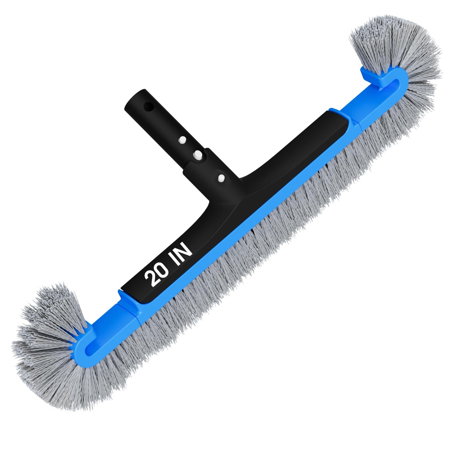 TidyMister 20'' Pool Brush Head for Cleaning Pool Walls, Curved Side Brush for Hard-to-Reach Corners, with Wavy Nylon Bristles, Fit with 1-1/4'' Standard Pole(not Included)
